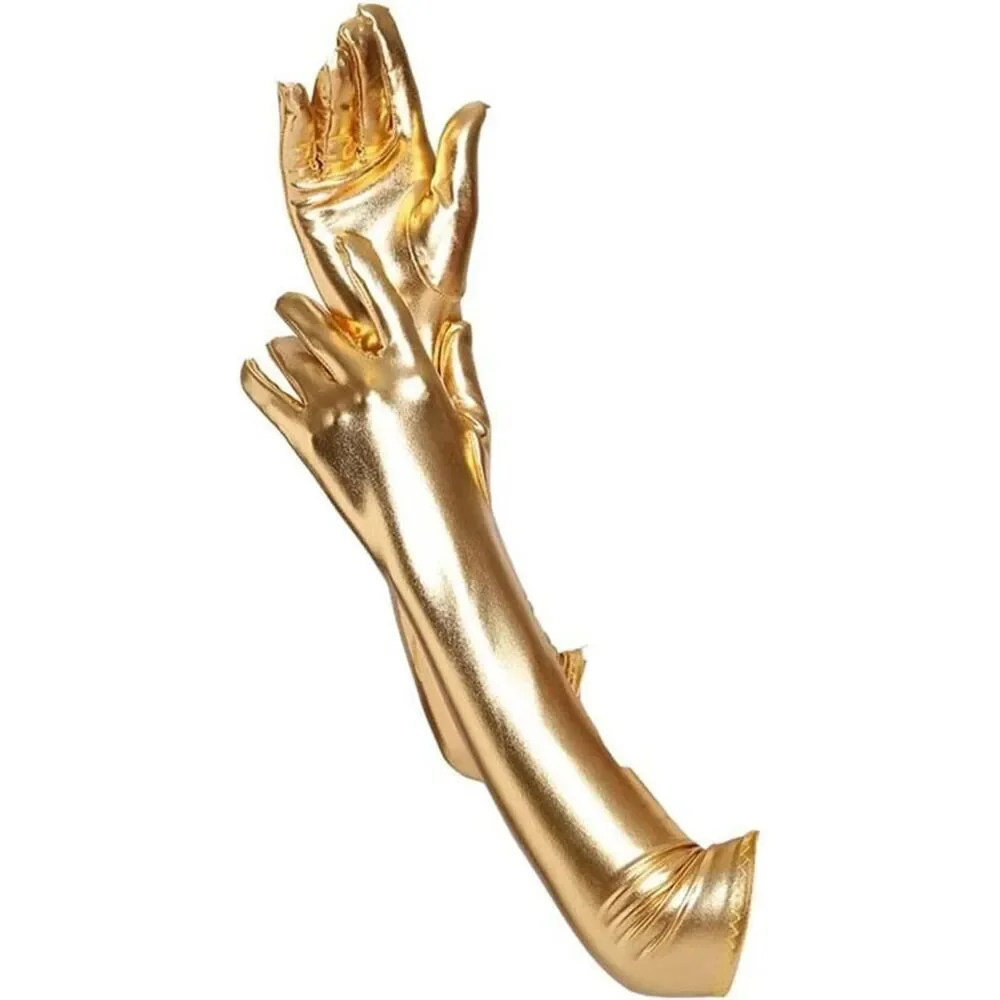 Brand New Long Faux Leather Costume Gloves Brand New Halloween Gold
